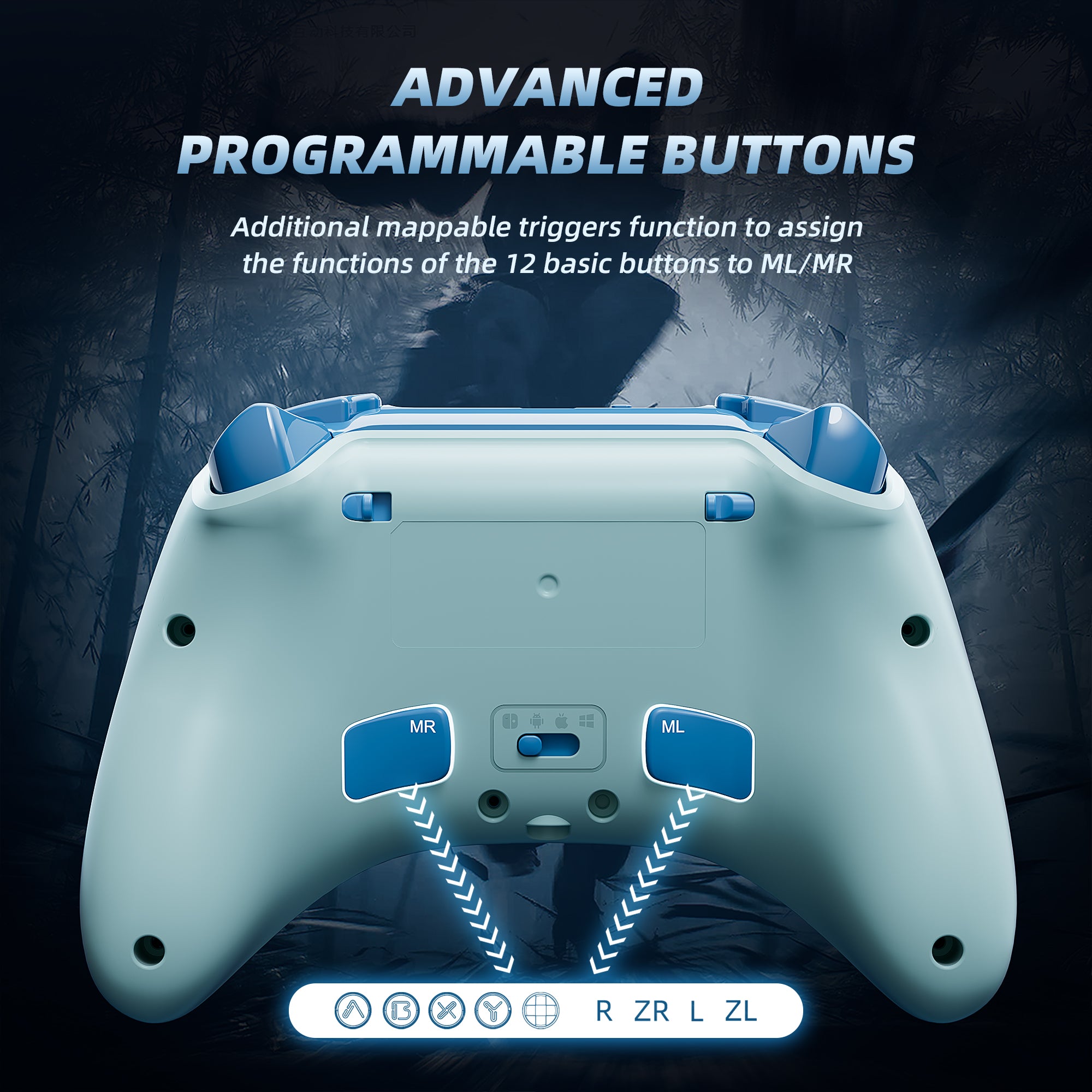 Wireless Switch Pro Controller with Hall Effect Joysticks Triggers(No Drift), Bluetooth Gamepad for Nintendo Switch, Windows PC iOS Android Steam with Headphones Jack/Programmable/Turbo/Wakeup Blue Wireless Switch Pro Controller with Hall Effect Joysticks Triggers(No Drift), Bluetooth Gamepad for Nintendo Switch, Windows PC iOS Android Steam with Headphones Jack/Programmable/Turbo/Wakeup Blue